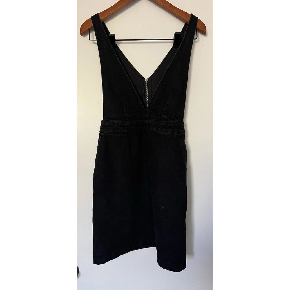 Frank And Oak Black Denim Jumper Sleeveless Minimal Dress w/ Pockets Size XS